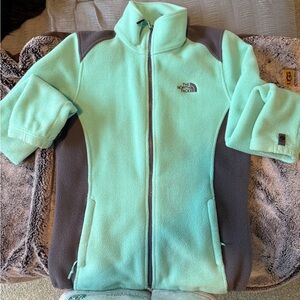 North face teal and grey fleece